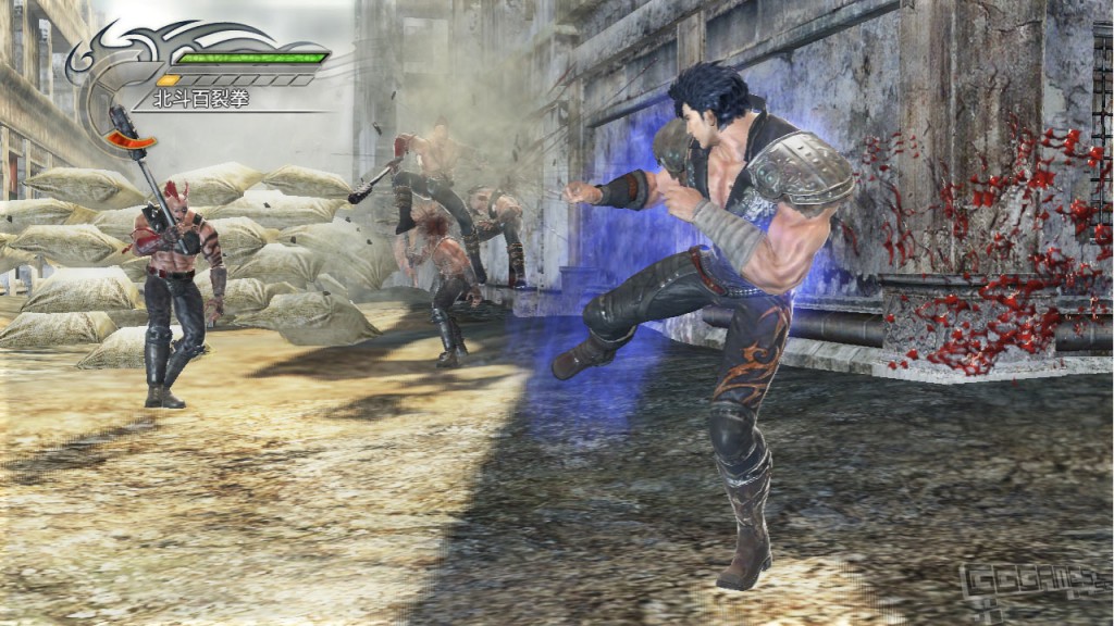 Kenshiro kicking raider thugs