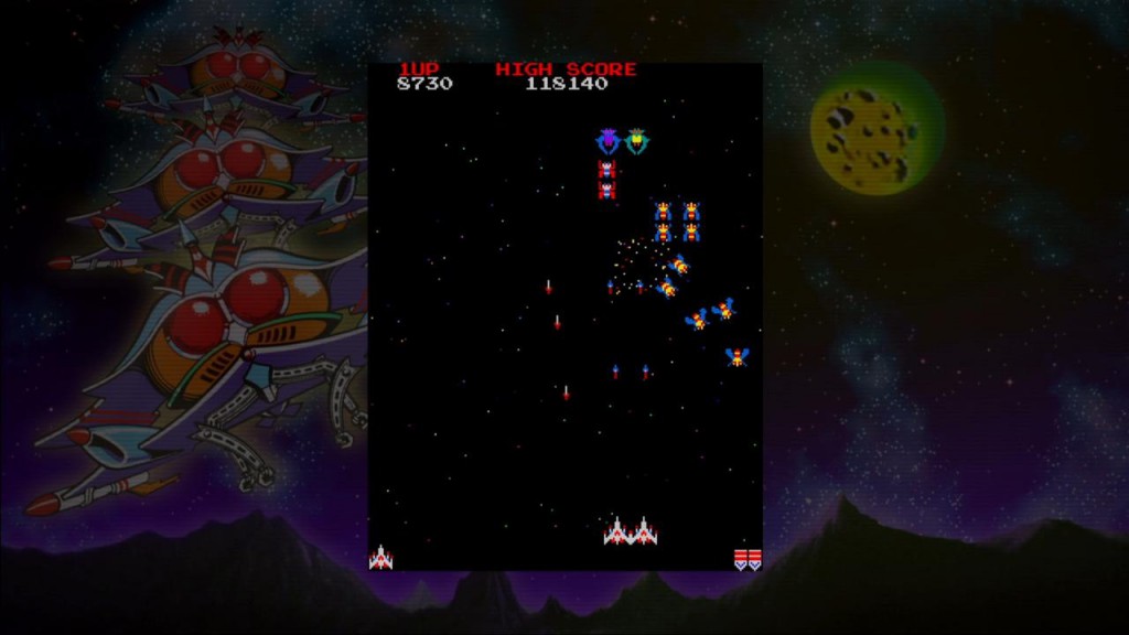 Galaga attacking in double formation