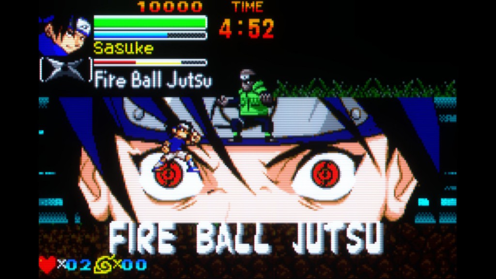 Sasuke activating Fire Ball Jutsu