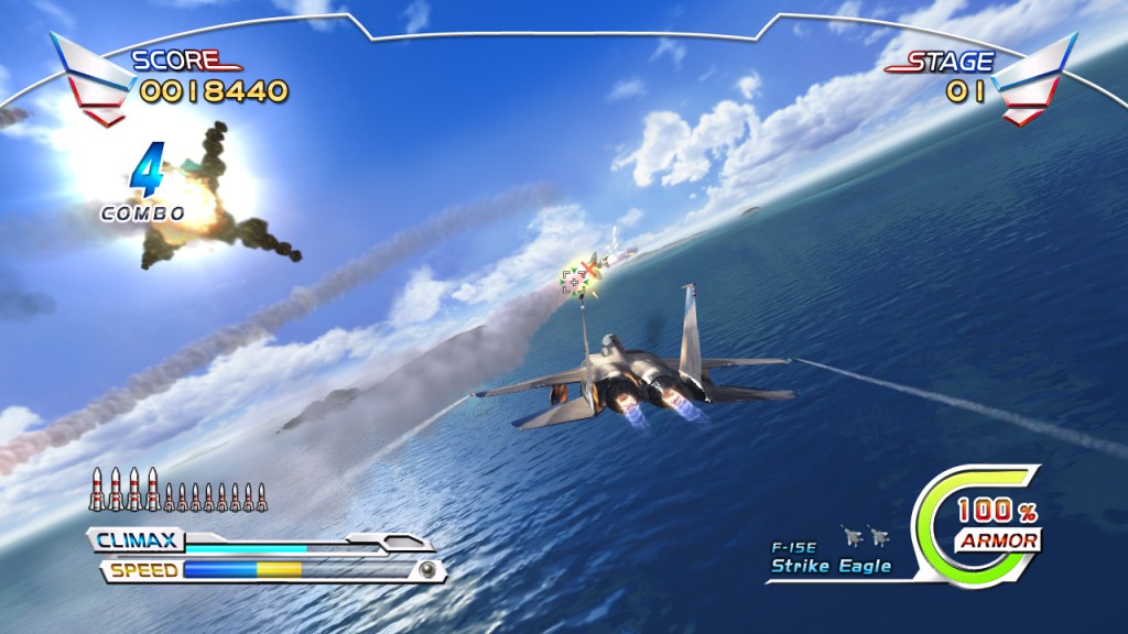 Aerial combat over open sea