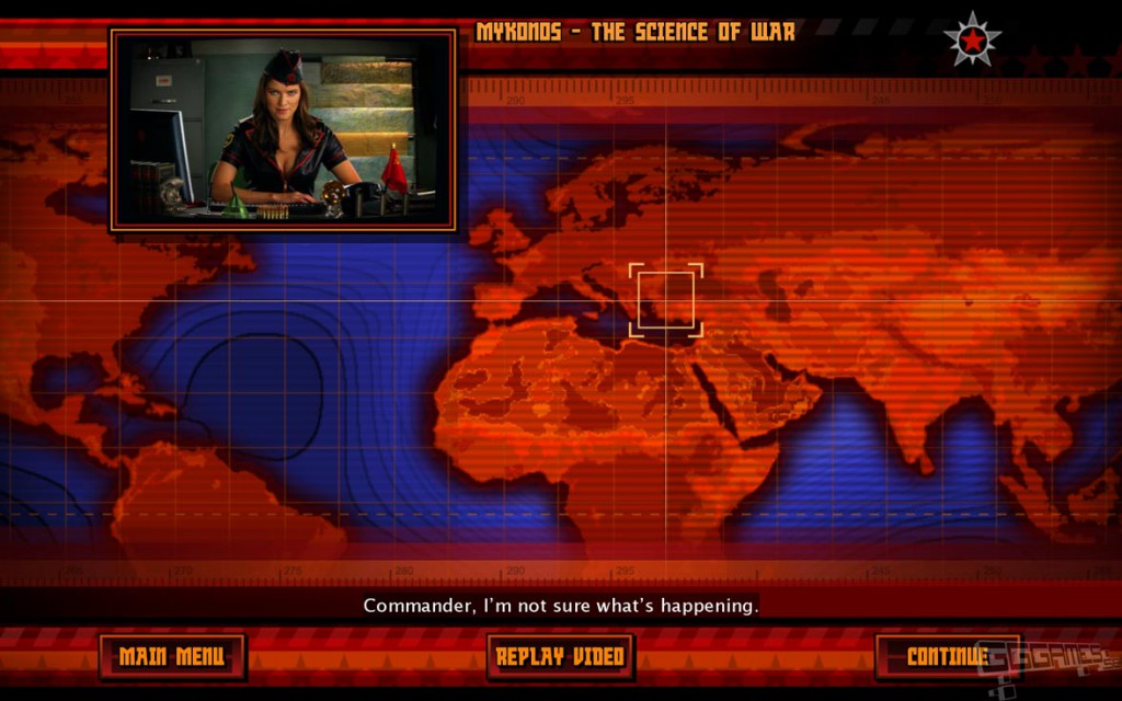 World map and mission briefing screen